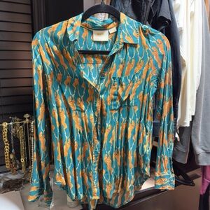 Anthropologie Maeve Cheetah shirt blouse size 6